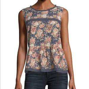CURRENT/ELLIOTT Peplum Lace Tank Phoenix Floral 3 or L